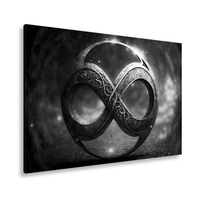 Leinwandbild Unendlichkeitssymbol XXL – Golden strahlend voller Mystik - deyoli