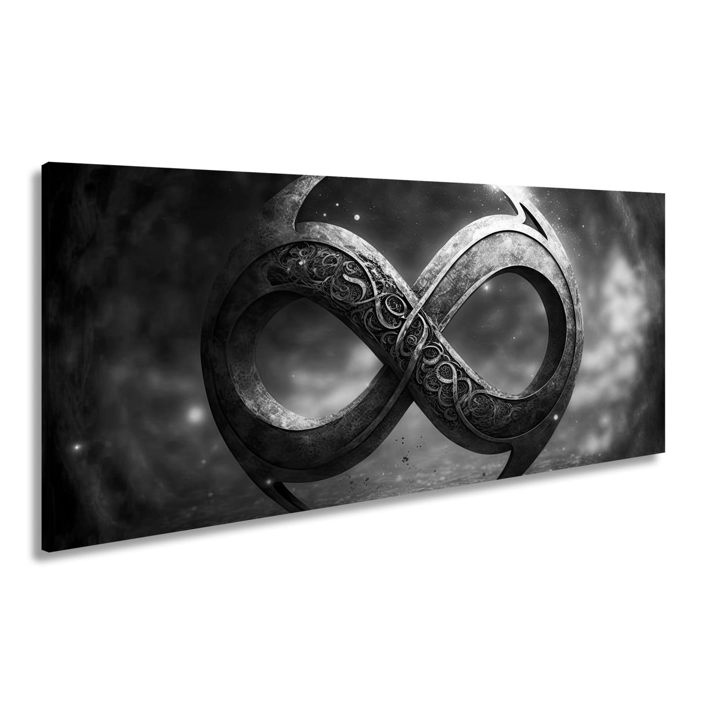 Leinwandbild Unendlichkeitssymbol XXL – Golden strahlend voller Mystik - deyoli