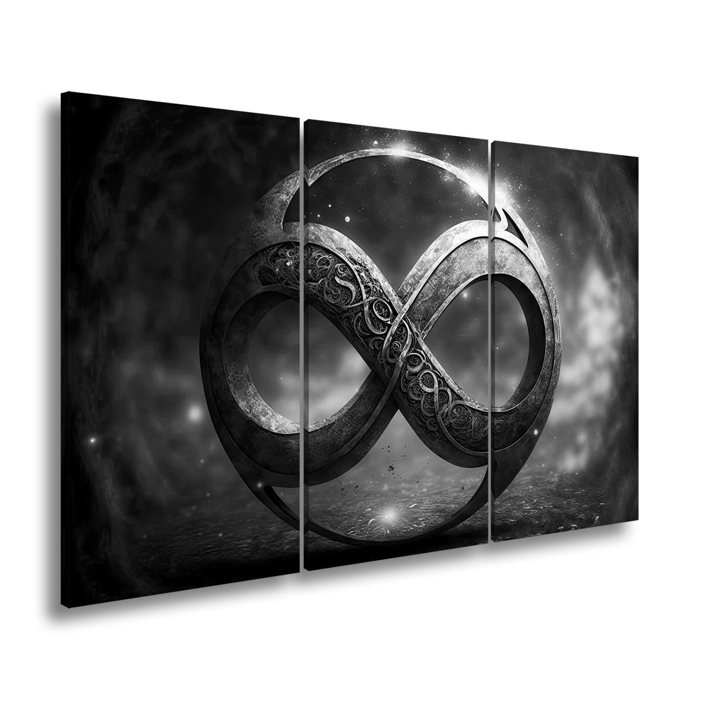 Leinwandbild Unendlichkeitssymbol XXL – Golden strahlend voller Mystik - deyoli