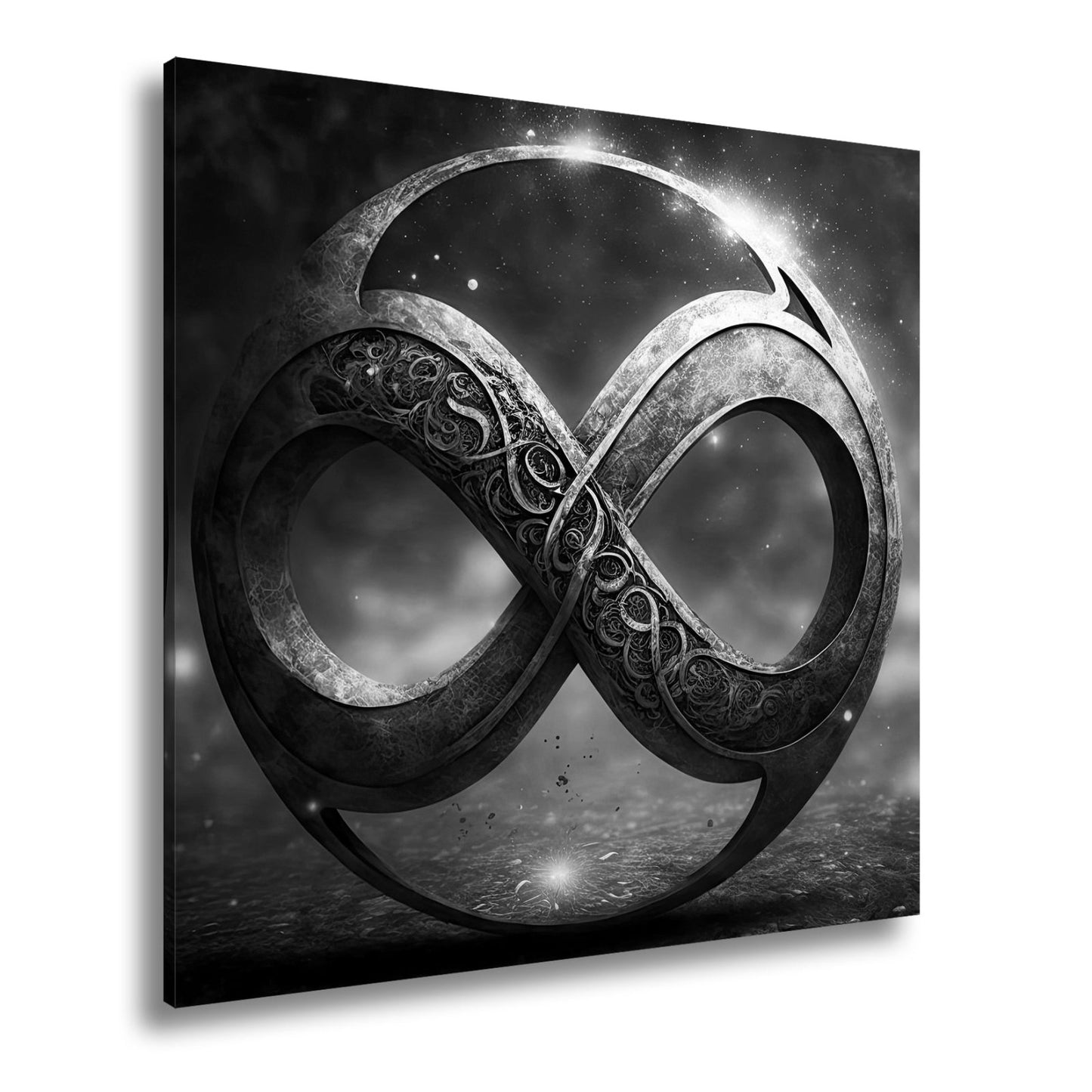 Leinwandbild Unendlichkeitssymbol XXL – Golden strahlend voller Mystik - deyoli