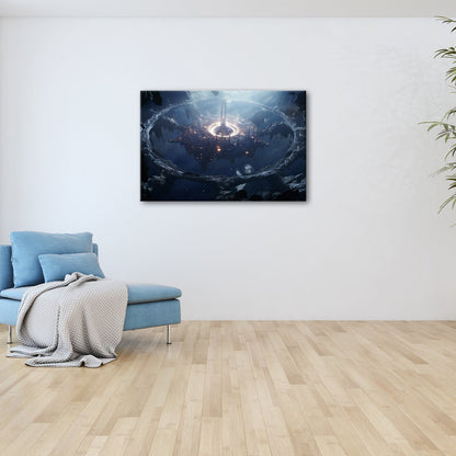 Leinwandbild Untergrundstadt XXL – Futuristisch in mystischer Tiefe - deyoli