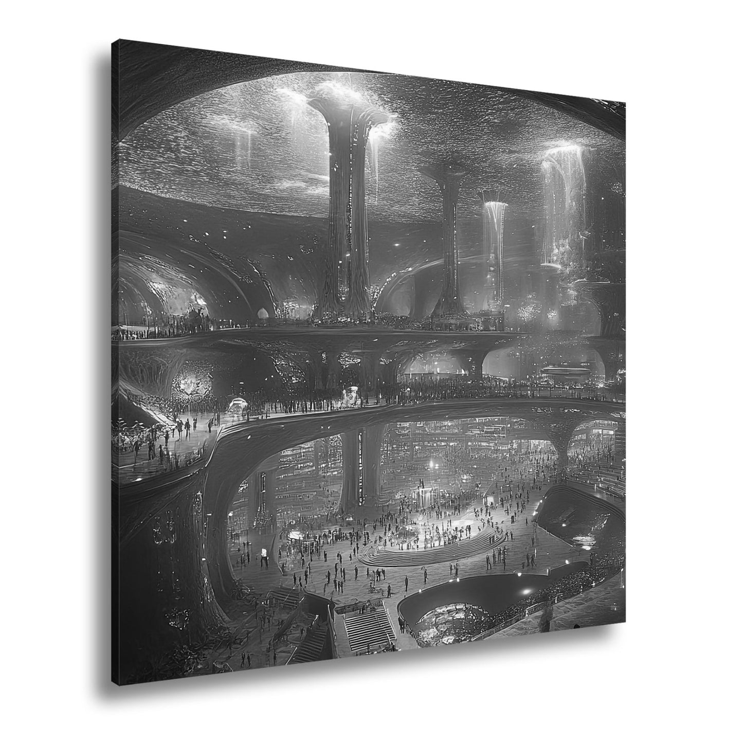 Leinwandbild Unterwasserstadt XXL – Futuristische Metropole voller Licht & Leben - deyoli