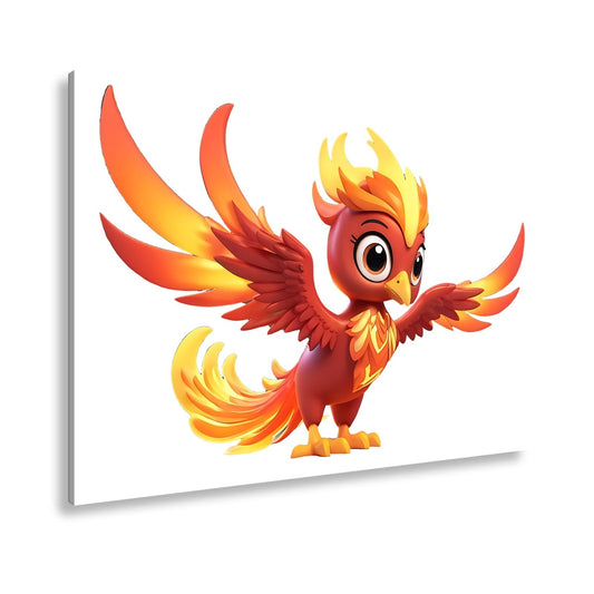 Leinwandbild Verspielter Phönix in leuchtendem Cartoon - Stil - deyoli