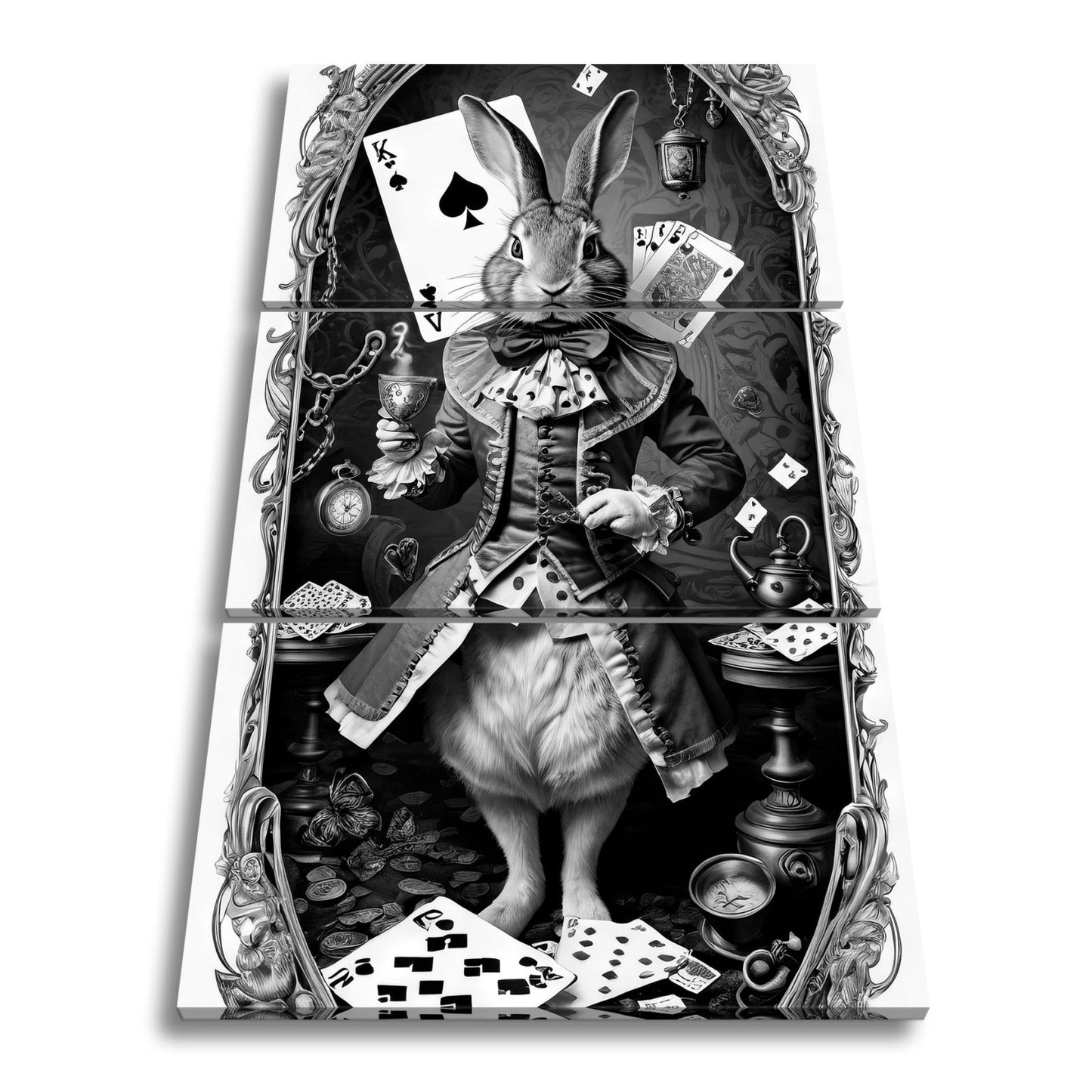 Leinwandbild Verspielter Teekaninchen - Lord zwischen Karten und Kuriositäten - deyoli