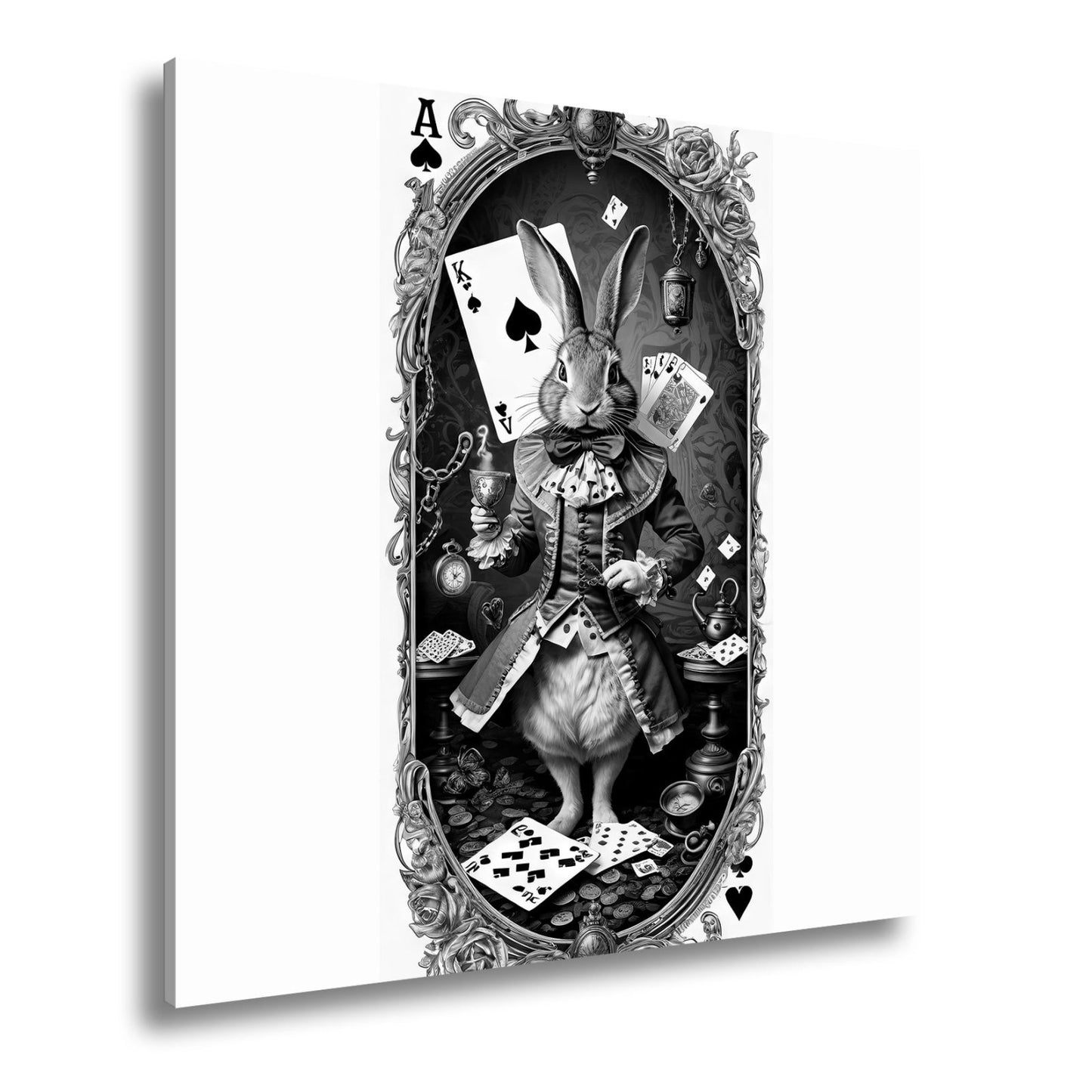 Leinwandbild Verspielter Teekaninchen - Lord zwischen Karten und Kuriositäten - deyoli
