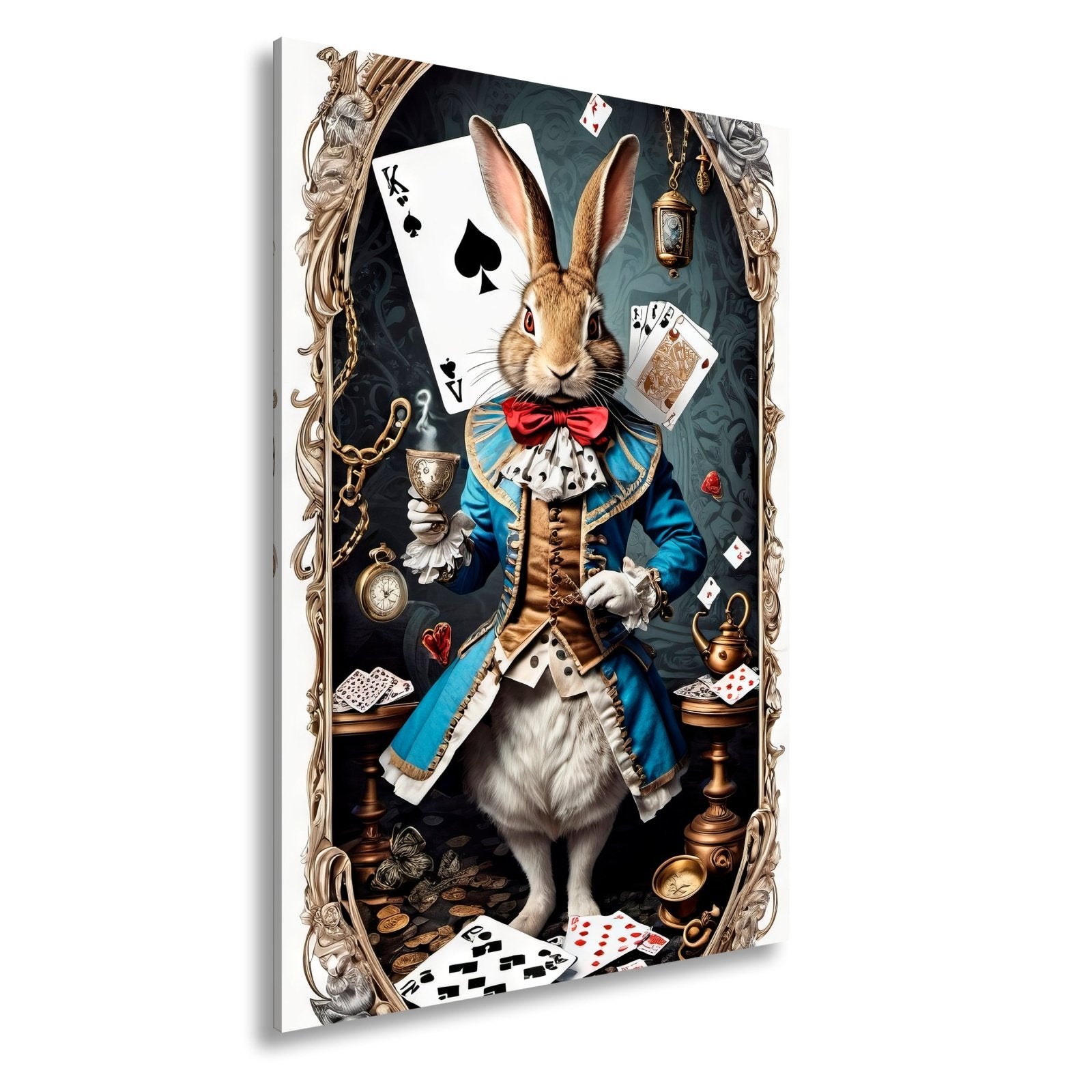 Leinwandbild Verspielter Teekaninchen - Lord zwischen Karten und Kuriositäten - deyoli