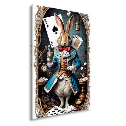 Leinwandbild Verspielter Teekaninchen - Lord zwischen Karten und Kuriositäten - deyoli