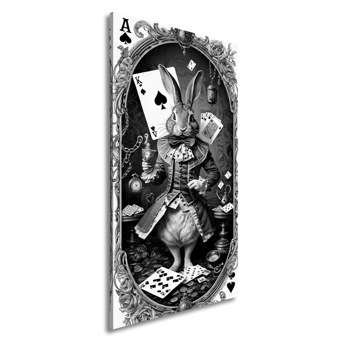 Leinwandbild Verspielter Teekaninchen - Lord zwischen Karten und Kuriositäten - deyoli