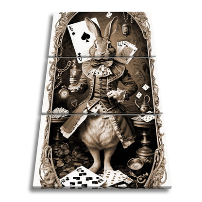 Leinwandbild Verspielter Teekaninchen - Lord zwischen Karten und Kuriositäten - deyoli