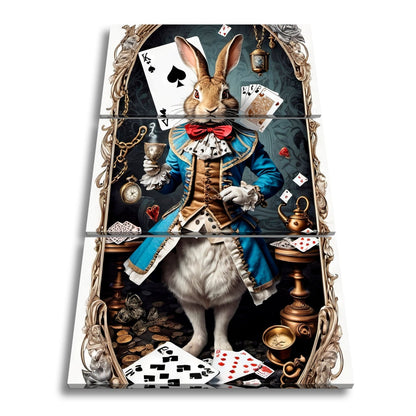 Leinwandbild Verspielter Teekaninchen - Lord zwischen Karten und Kuriositäten - deyoli