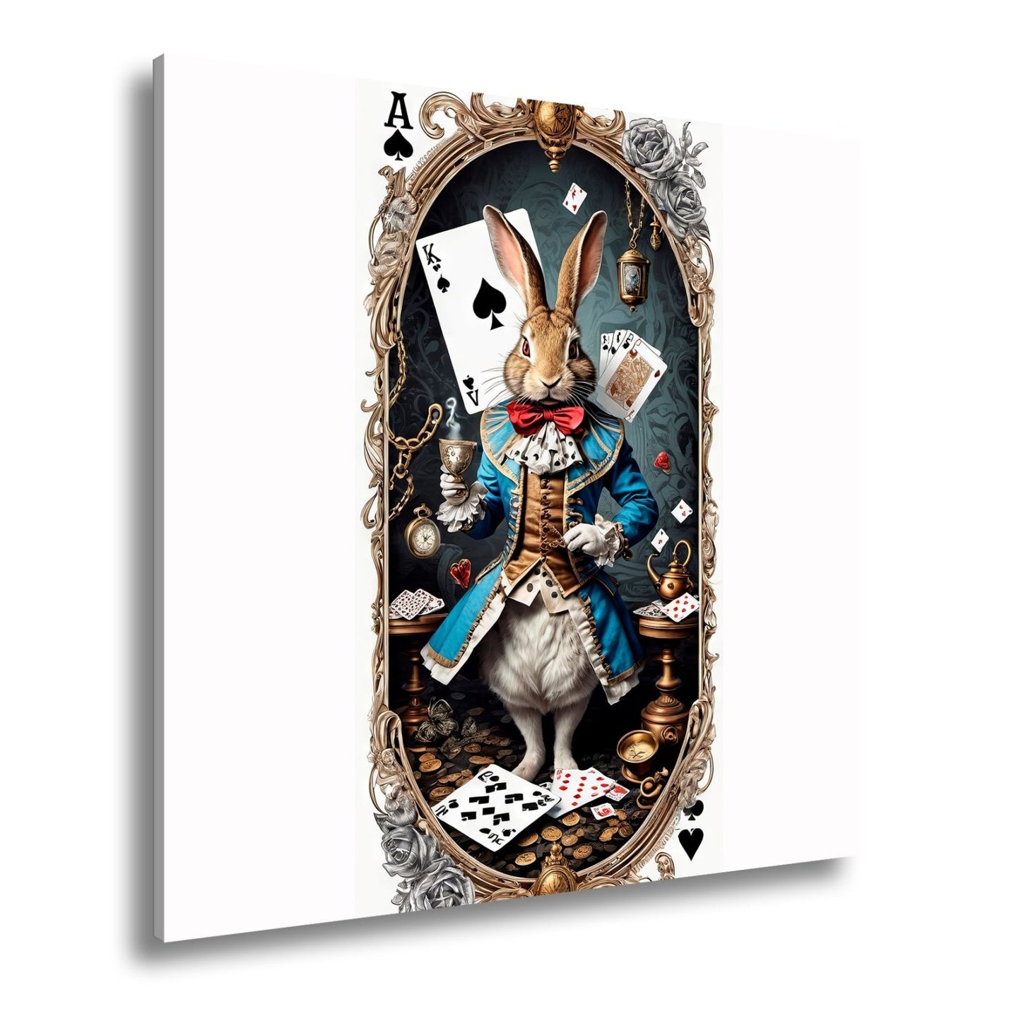 Leinwandbild Verspielter Teekaninchen - Lord zwischen Karten und Kuriositäten - deyoli