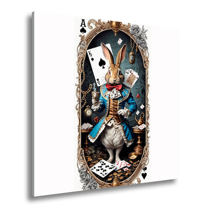 Leinwandbild Verspielter Teekaninchen - Lord zwischen Karten und Kuriositäten - deyoli