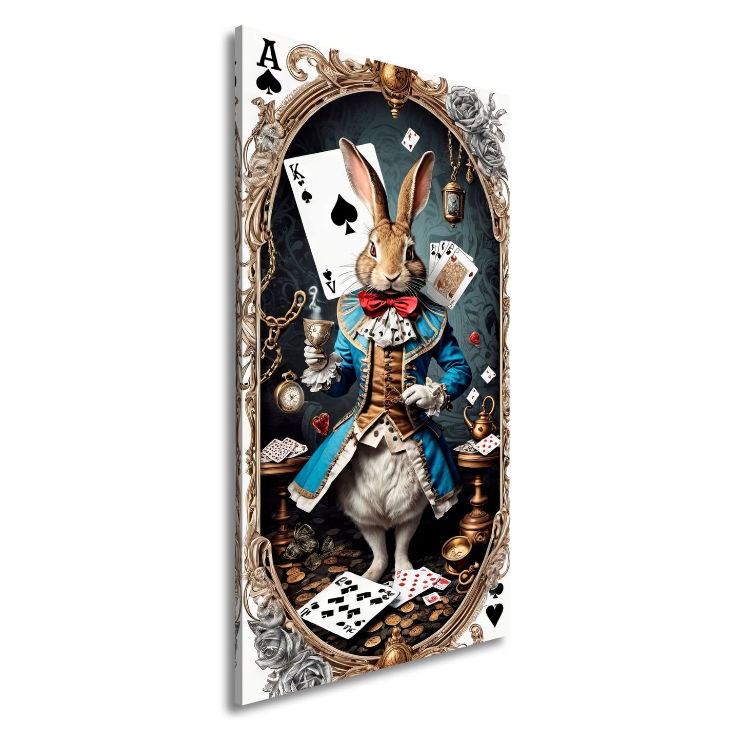 Leinwandbild Verspielter Teekaninchen - Lord zwischen Karten und Kuriositäten - deyoli