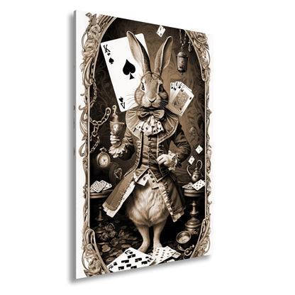 Leinwandbild Verspielter Teekaninchen - Lord zwischen Karten und Kuriositäten - deyoli