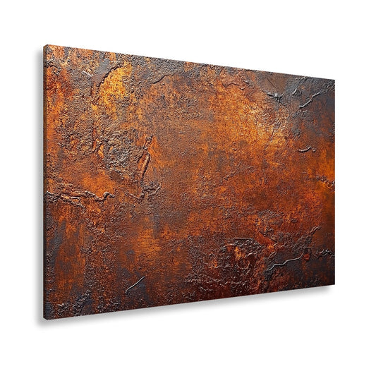 Leinwandbild Verwitterte Rosttextur – Braun & Orange XXL Wandbild - deyoli