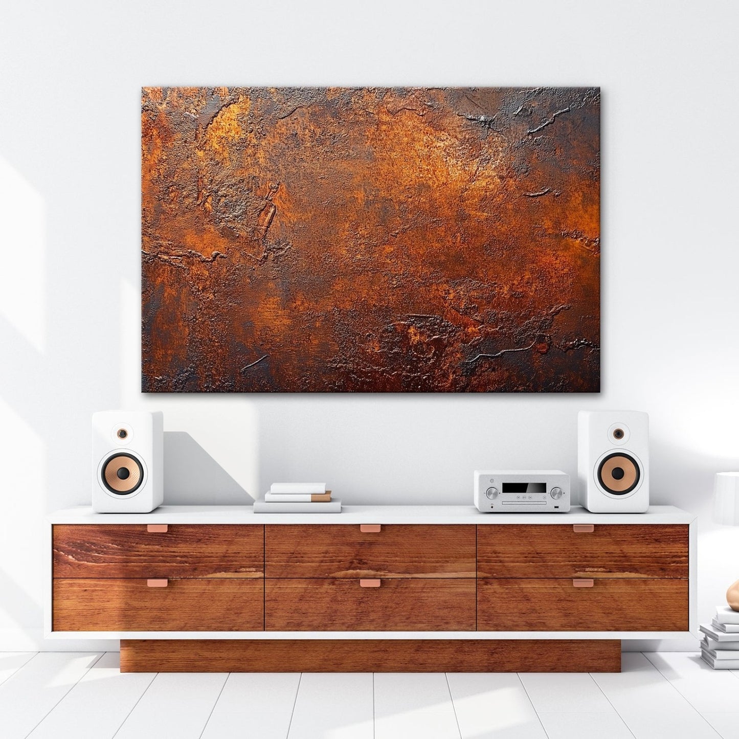Leinwandbild Verwitterte Rosttextur – Braun & Orange XXL Wandbild - deyoli