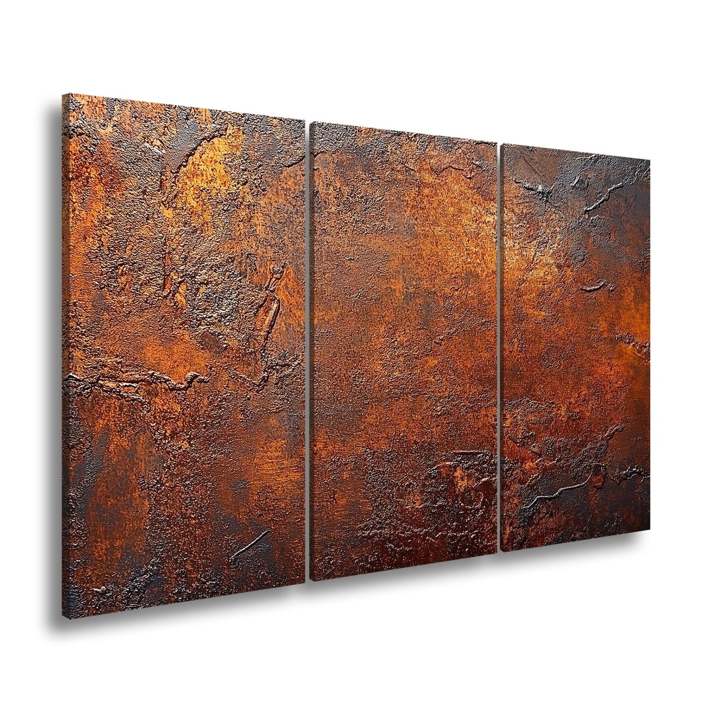 Leinwandbild Verwitterte Rosttextur – Braun & Orange XXL Wandbild - deyoli