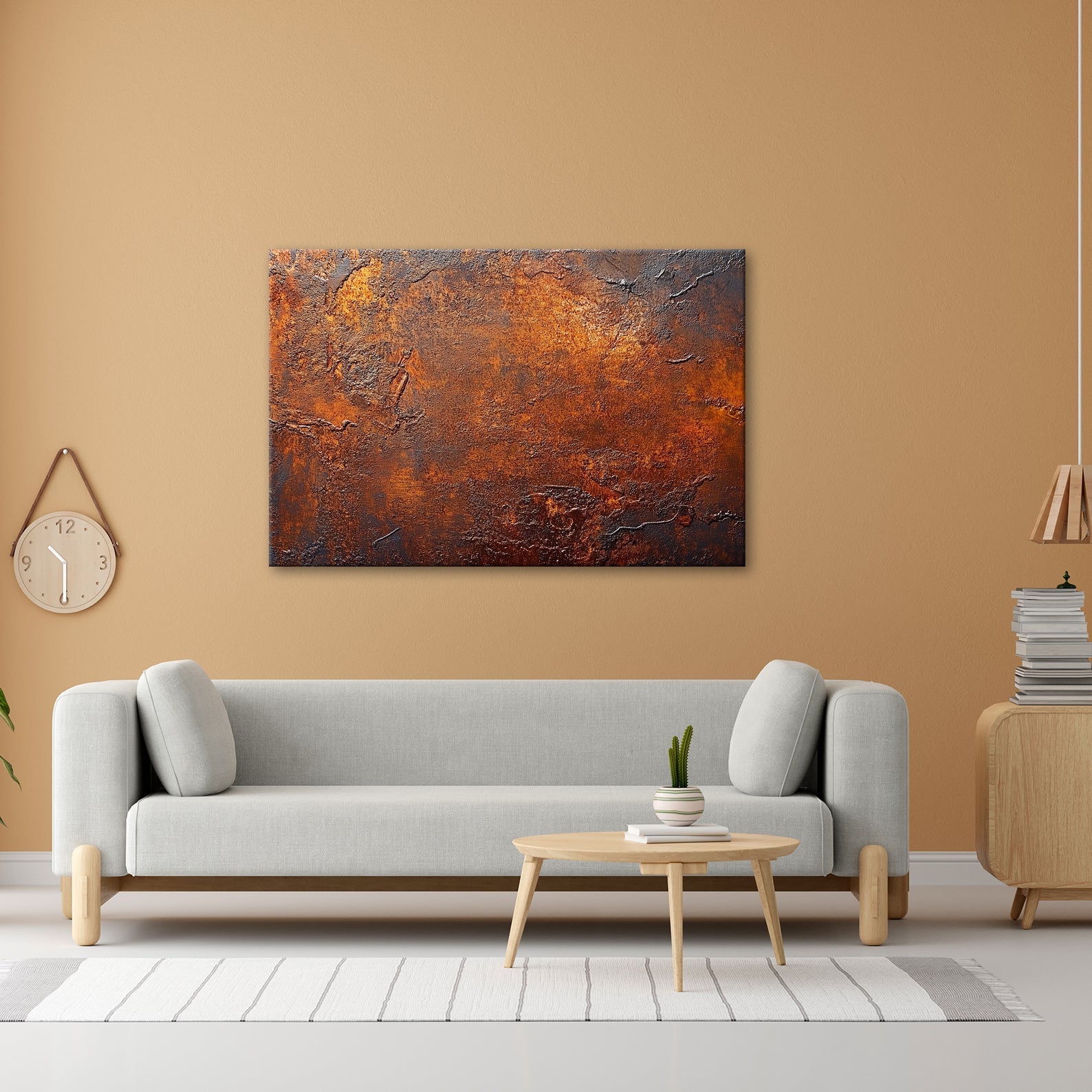 Leinwandbild Verwitterte Rosttextur – Braun & Orange XXL Wandbild - deyoli