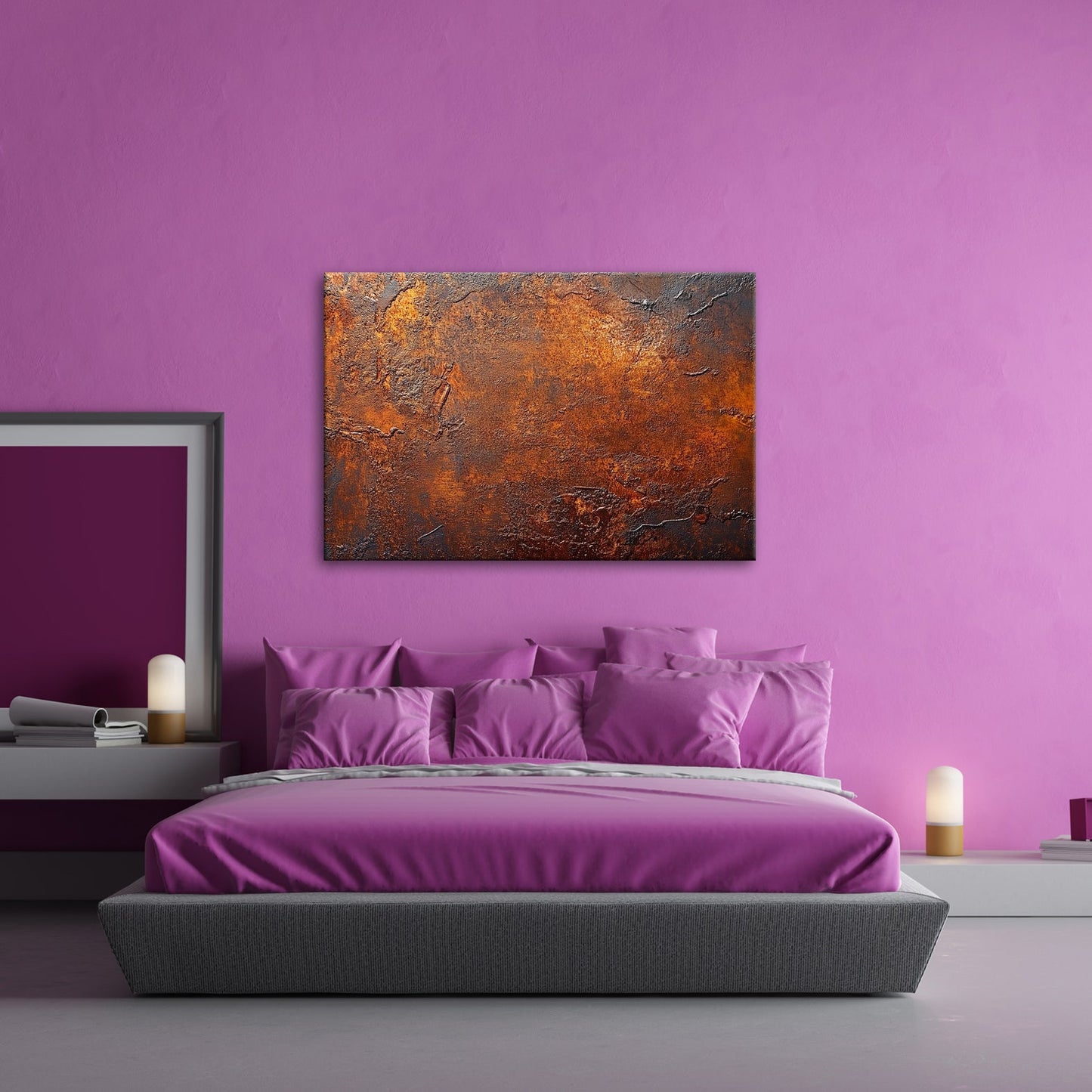Leinwandbild Verwitterte Rosttextur – Braun & Orange XXL Wandbild - deyoli
