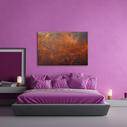 Leinwandbild Verwitterte Rosttextur – Braun & Orange XXL Wandbild - deyoli