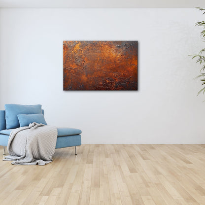 Leinwandbild Verwitterte Rosttextur – Braun & Orange XXL Wandbild - deyoli