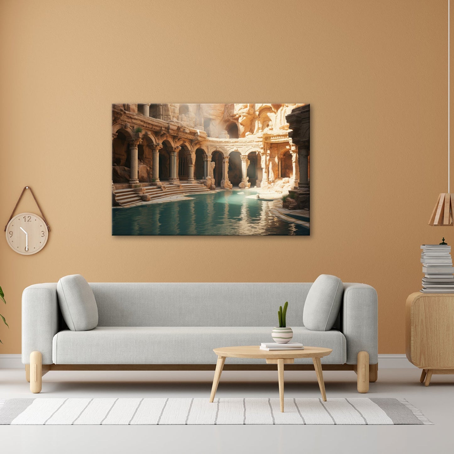 Leinwandbild Verwunschene Therme aus Stein und Stille. - deyoli