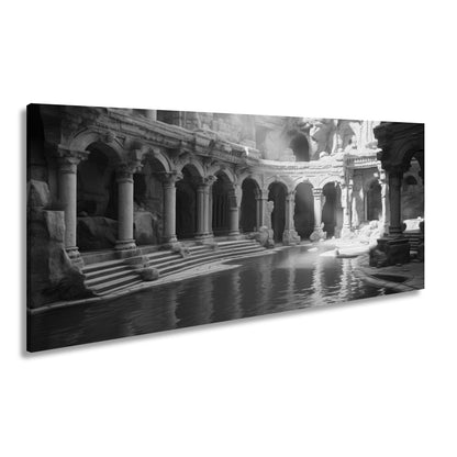 Leinwandbild Verwunschene Therme aus Stein und Stille. - deyoli