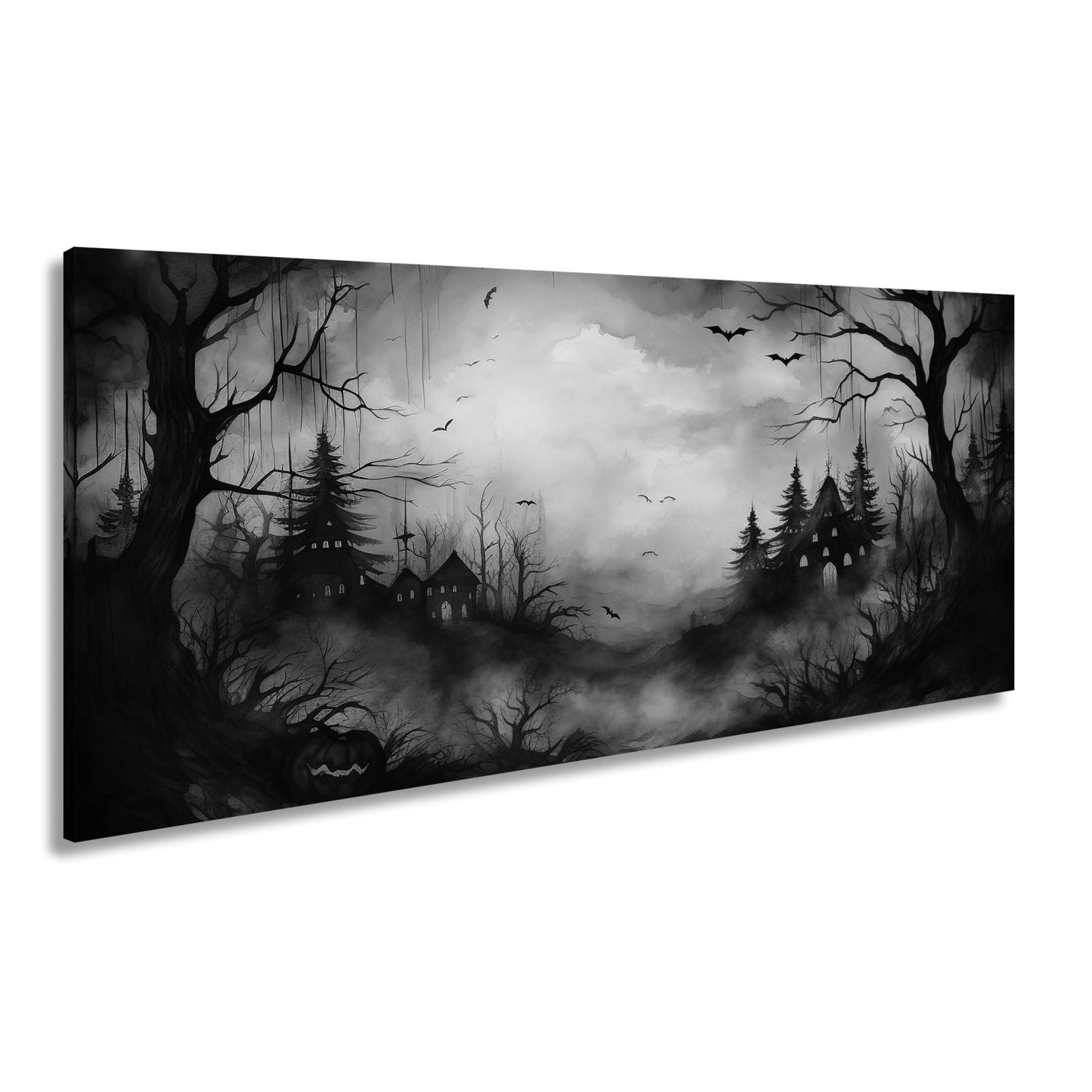 Leinwandbild Verwunschenes Halloweenland aus Nebel und Schatten - deyoli