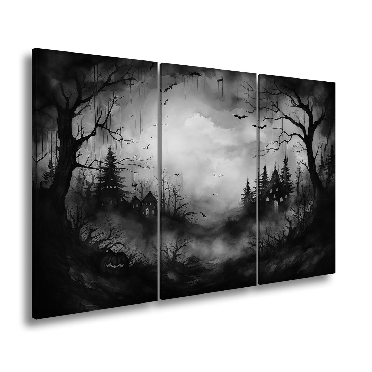 Leinwandbild Verwunschenes Halloweenland aus Nebel und Schatten - deyoli