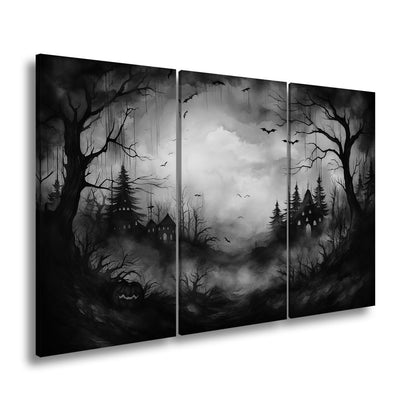 Leinwandbild Verwunschenes Halloweenland aus Nebel und Schatten - deyoli