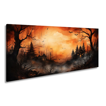 Leinwandbild Verwunschenes Halloweenland aus Nebel und Schatten - deyoli