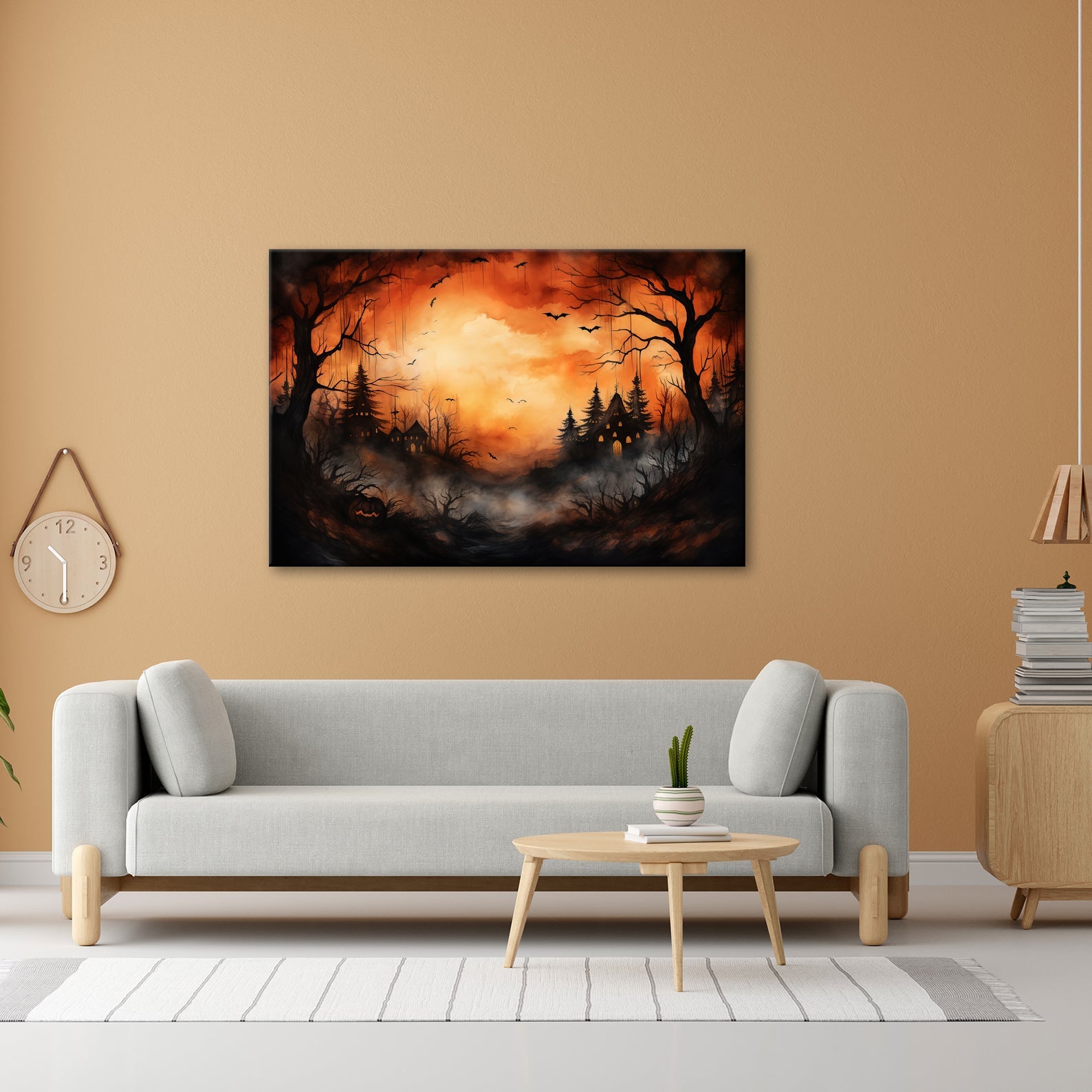 Leinwandbild Verwunschenes Halloweenland aus Nebel und Schatten - deyoli