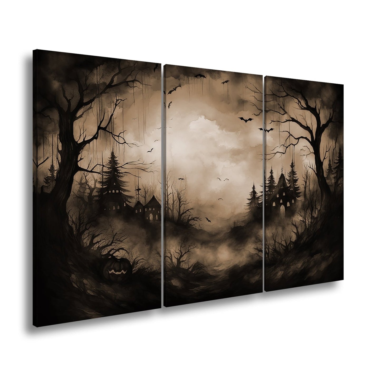 Leinwandbild Verwunschenes Halloweenland aus Nebel und Schatten - deyoli