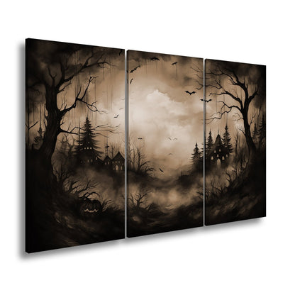 Leinwandbild Verwunschenes Halloweenland aus Nebel und Schatten - deyoli
