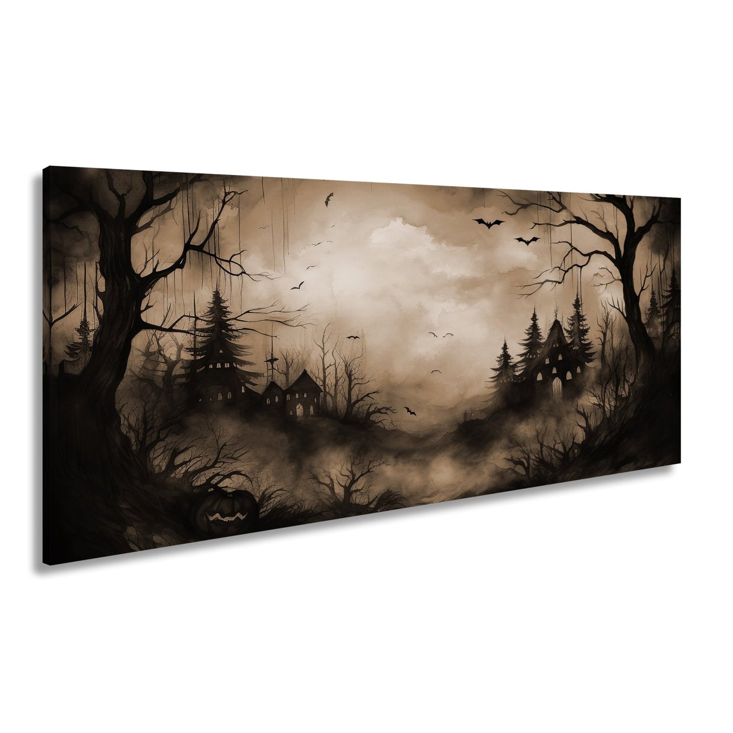Leinwandbild Verwunschenes Halloweenland aus Nebel und Schatten - deyoli