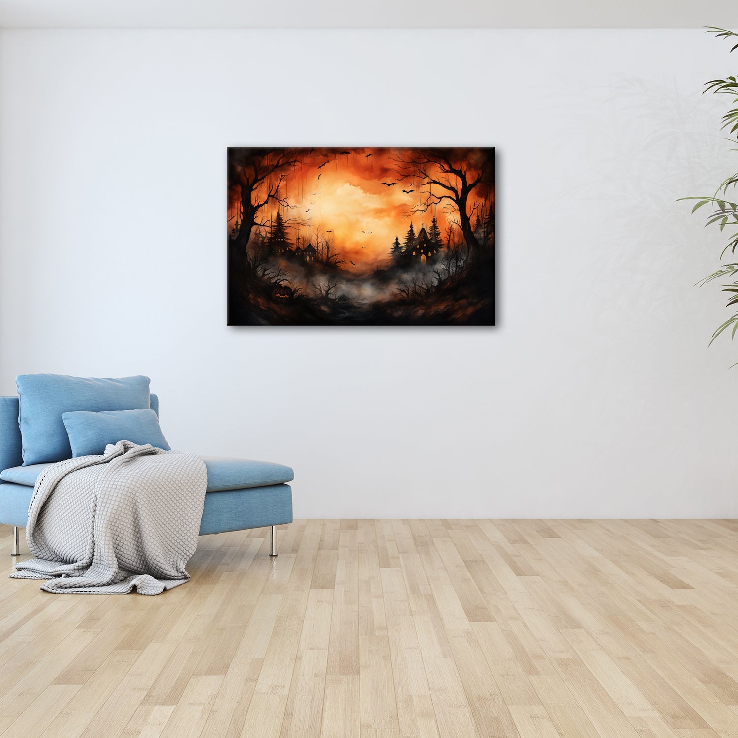Leinwandbild Verwunschenes Halloweenland aus Nebel und Schatten - deyoli