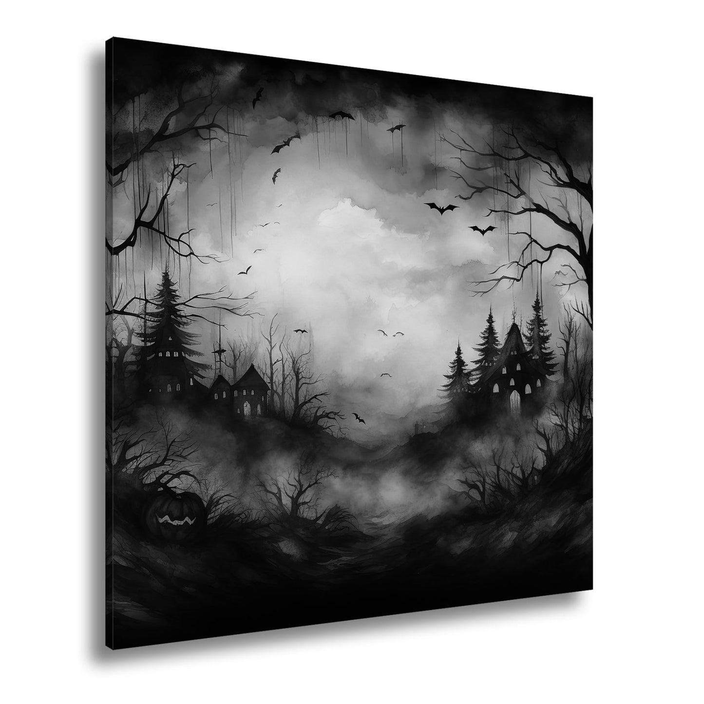 Leinwandbild Verwunschenes Halloweenland aus Nebel und Schatten - deyoli