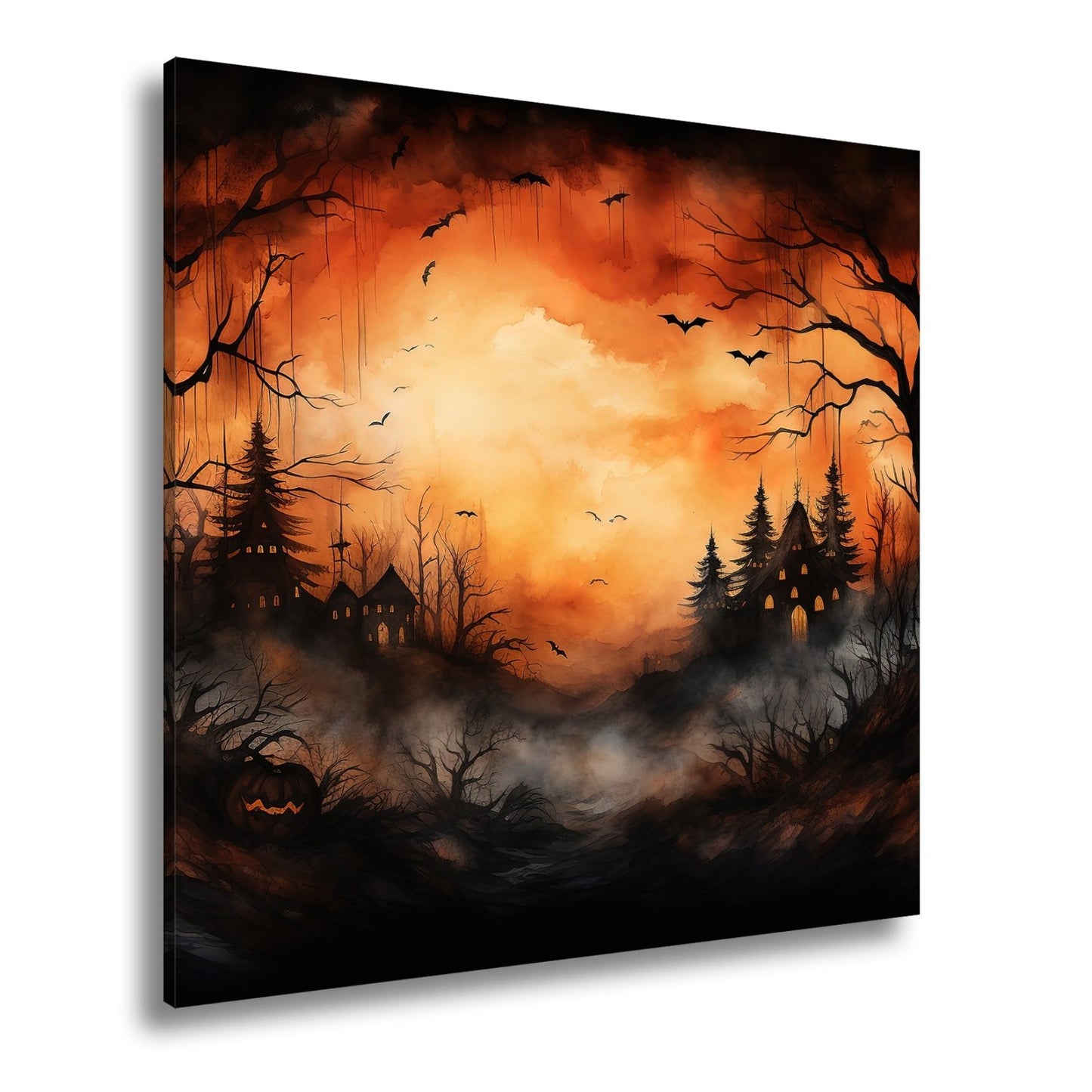 Leinwandbild Verwunschenes Halloweenland aus Nebel und Schatten - deyoli