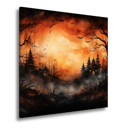 Leinwandbild Verwunschenes Halloweenland aus Nebel und Schatten - deyoli