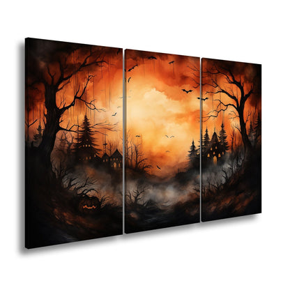 Leinwandbild Verwunschenes Halloweenland aus Nebel und Schatten - deyoli