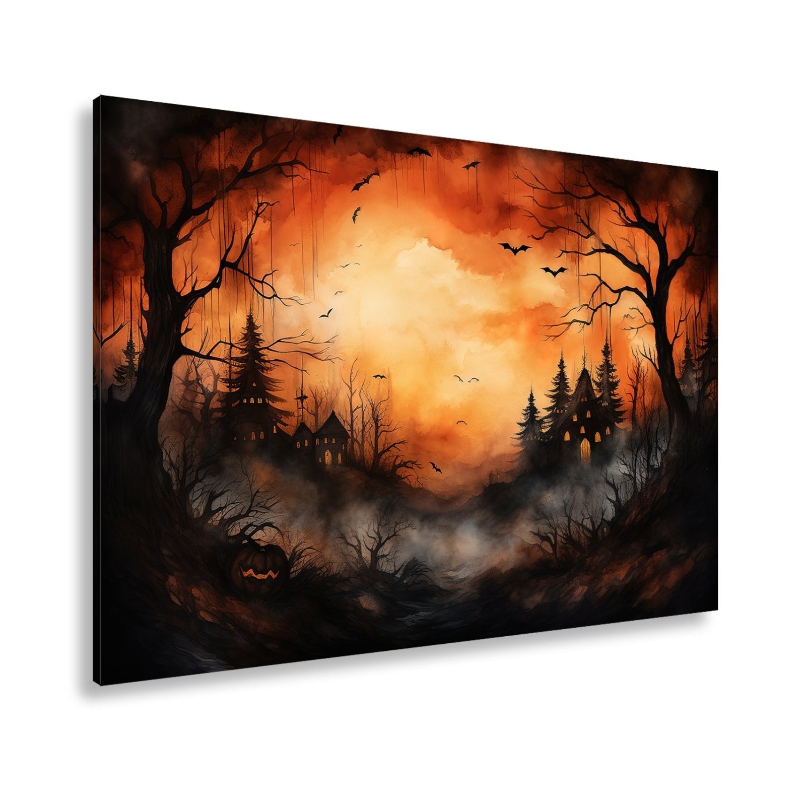 Leinwandbild Verwunschenes Halloweenland aus Nebel und Schatten - deyoli