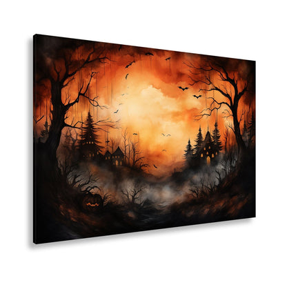 Leinwandbild Verwunschenes Halloweenland aus Nebel und Schatten - deyoli
