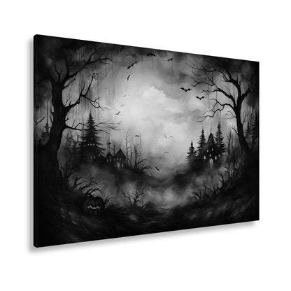 Leinwandbild Verwunschenes Halloweenland aus Nebel und Schatten - deyoli