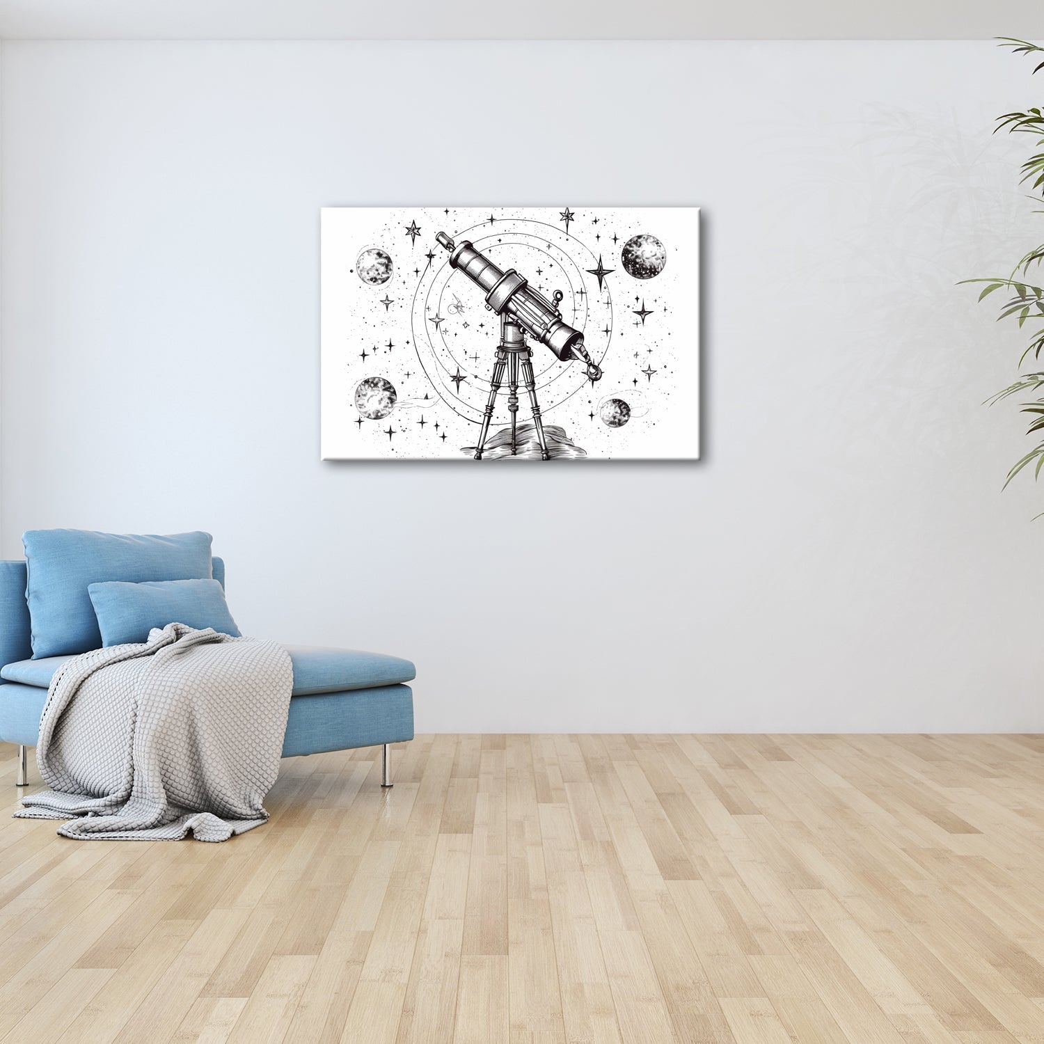Leinwandbild Vintage - Teleskop – Fokussiert auf Wunder des Universums XXL - deyoli