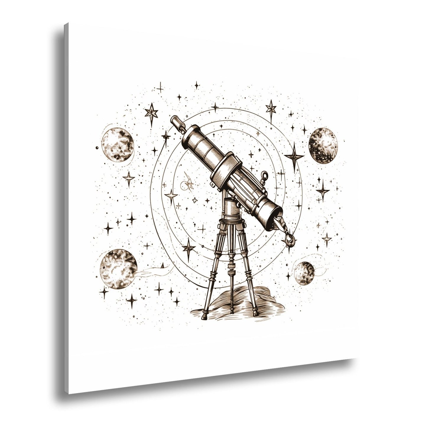 Leinwandbild Vintage - Teleskop – Fokussiert auf Wunder des Universums XXL - deyoli