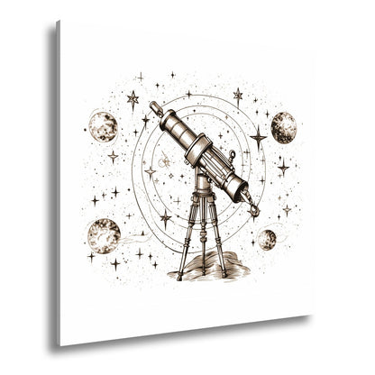 Leinwandbild Vintage - Teleskop – Fokussiert auf Wunder des Universums XXL - deyoli