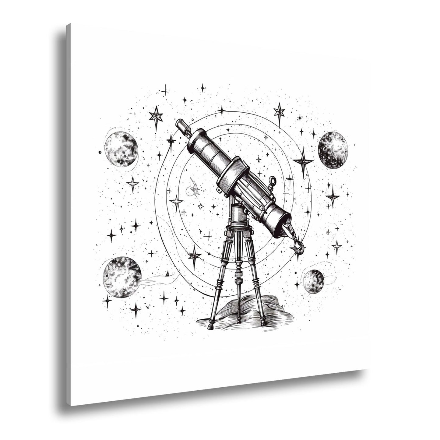Leinwandbild Vintage - Teleskop – Fokussiert auf Wunder des Universums XXL - deyoli