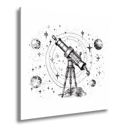 Leinwandbild Vintage - Teleskop – Fokussiert auf Wunder des Universums XXL - deyoli