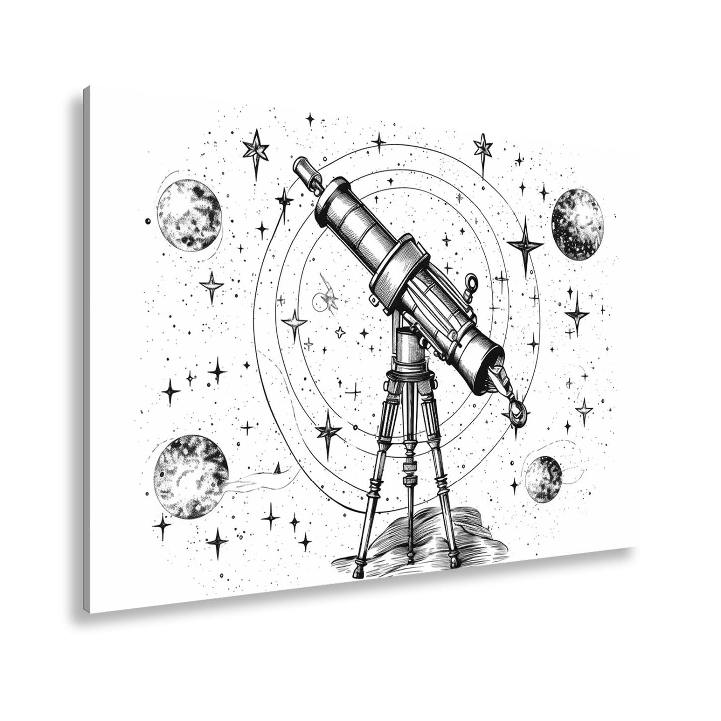 Leinwandbild Vintage - Teleskop – Fokussiert auf Wunder des Universums XXL - deyoli
