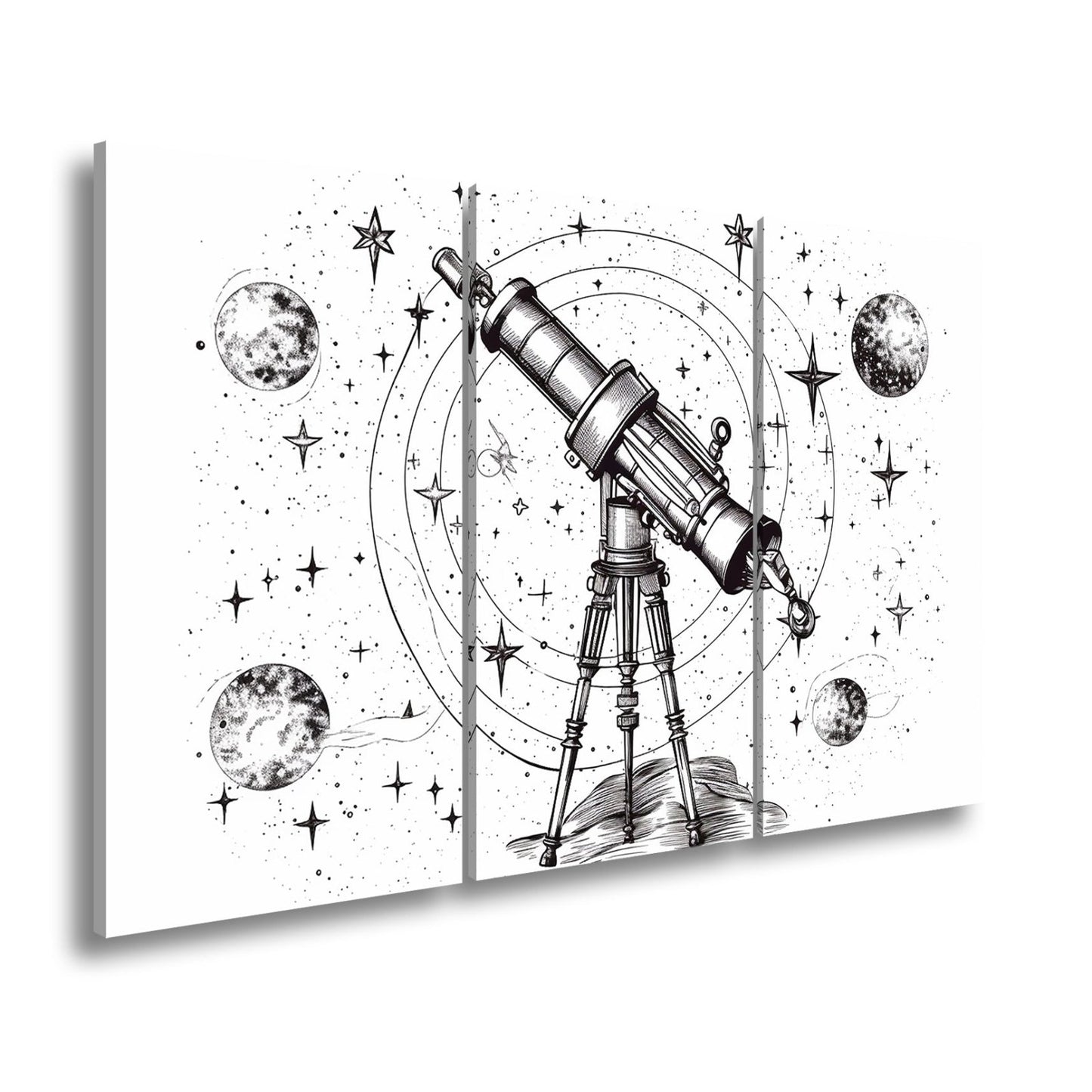Leinwandbild Vintage - Teleskop – Fokussiert auf Wunder des Universums XXL - deyoli